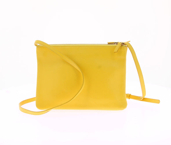 Sac à bandoulière en cuir jaune "Trio"