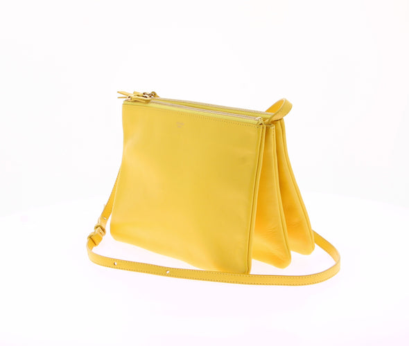 Sac à bandoulière en cuir jaune "Trio"