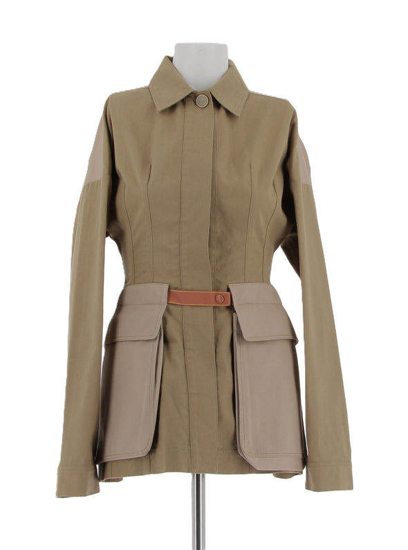 Veste en gabardine de coton beige "Safari"