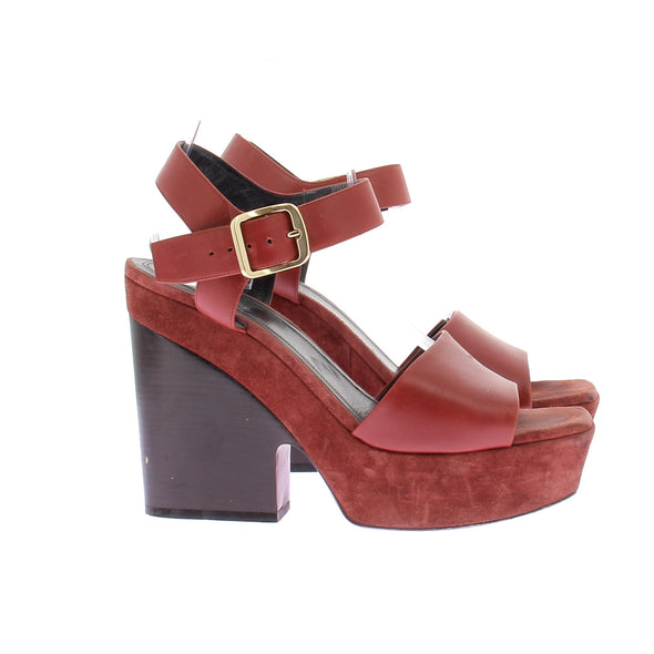 Sandales compensées rouges