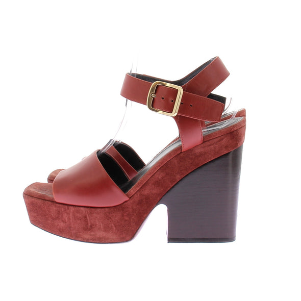 Sandales compensées rouges