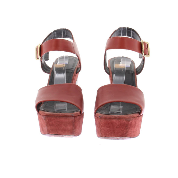 Sandales compensées rouges