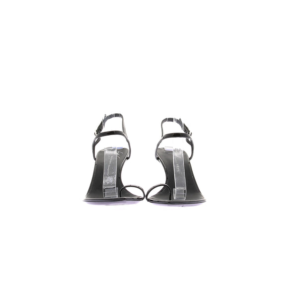 Sandales en cuir vernis noir