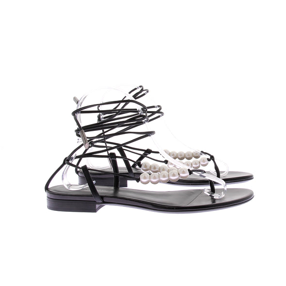 Sandales en cuir et perles