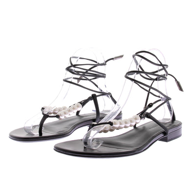 Sandales en cuir et perles