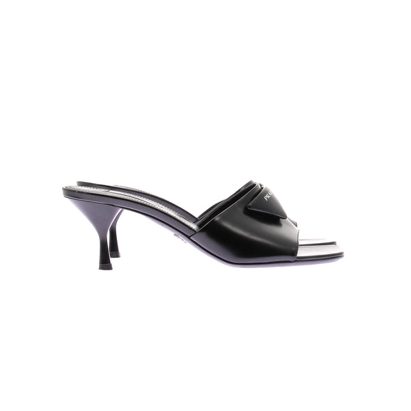 Mules à talons en cuir