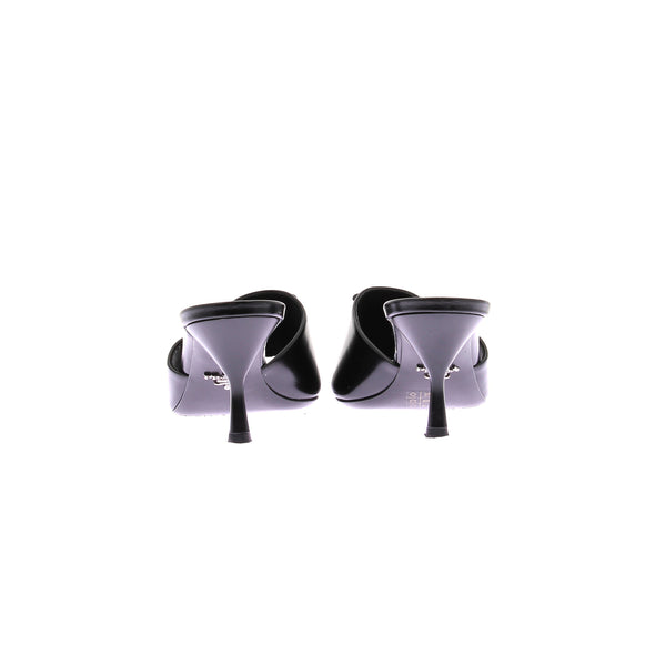 Mules à talons en cuir