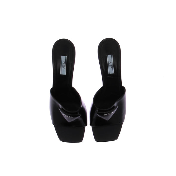 Mules à talons en cuir