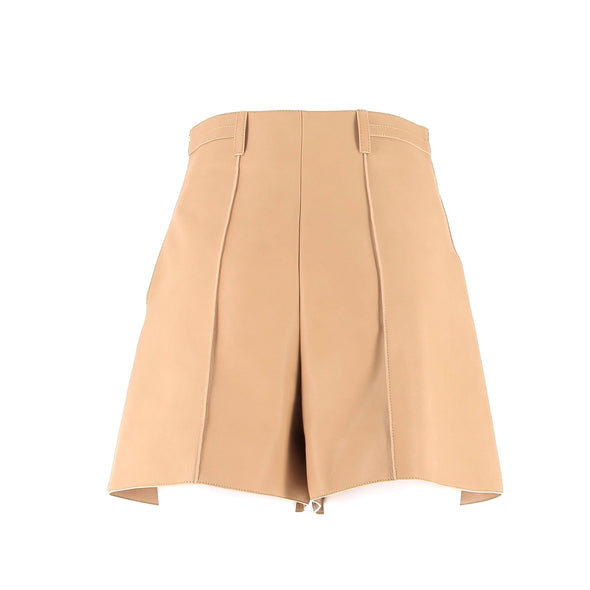 Short en cuir beige