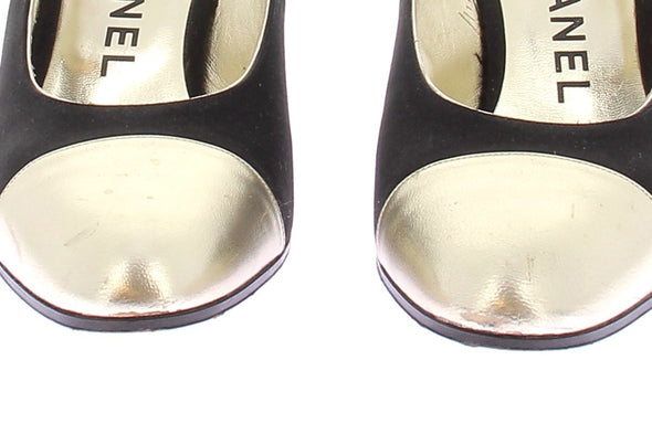 Slingbacks noires et dorées