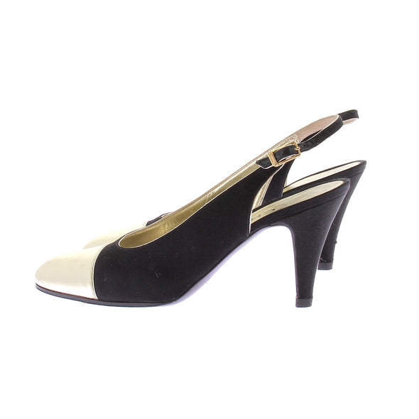 Slingbacks noires et dorées