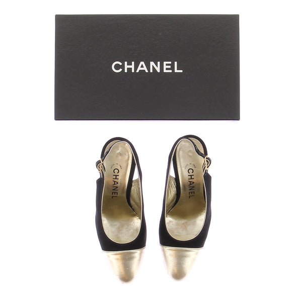 Slingbacks noires et dorées