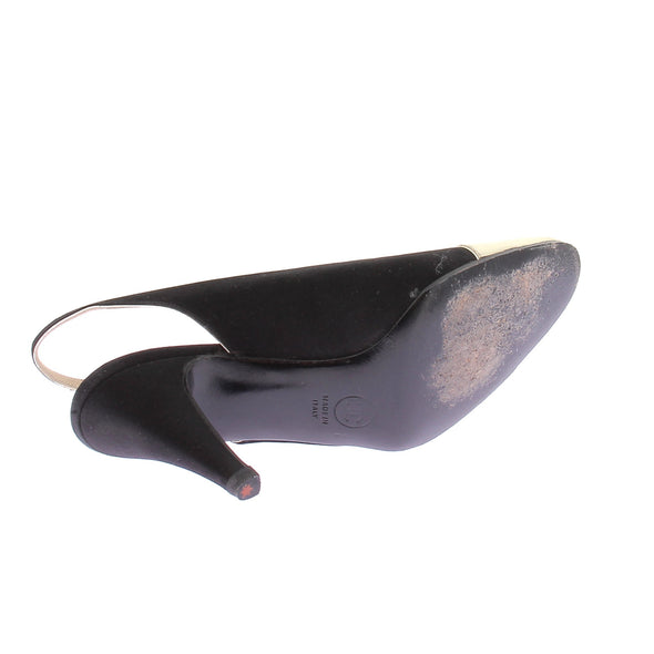 Slingbacks noires et dorées