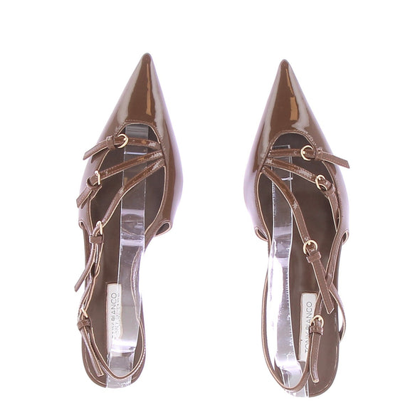 Slingback en cuir verni