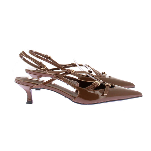 Slingback en cuir verni