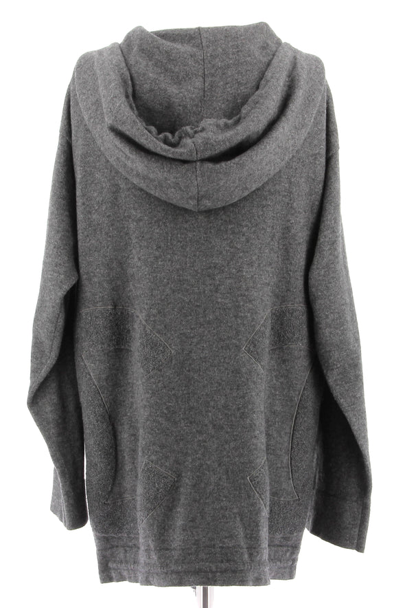 Sweat à capuche gris zippé en cachemire