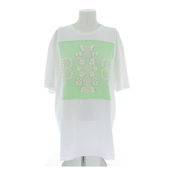 T-shirt blanc logo en cachemire