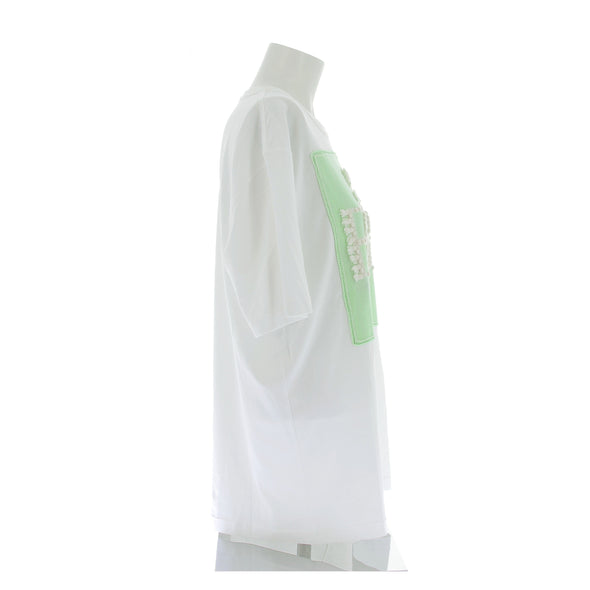 T-shirt blanc logo en cachemire