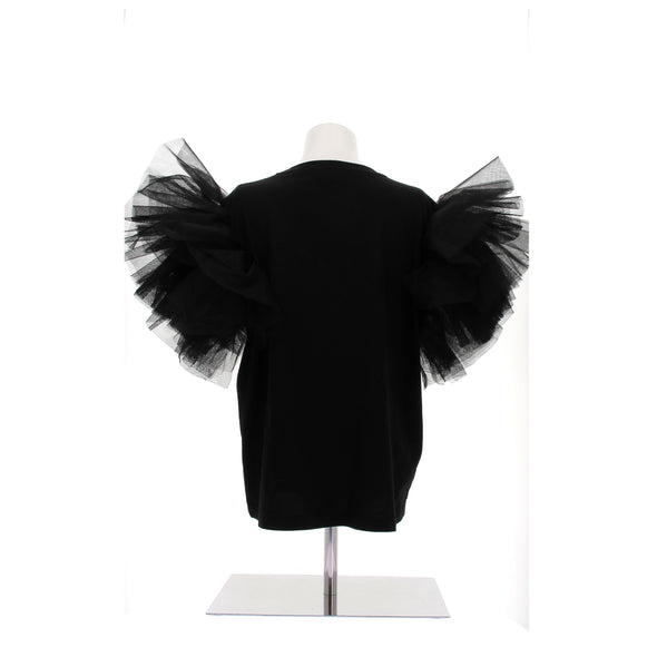 T-shirt noir avec manches en tulle