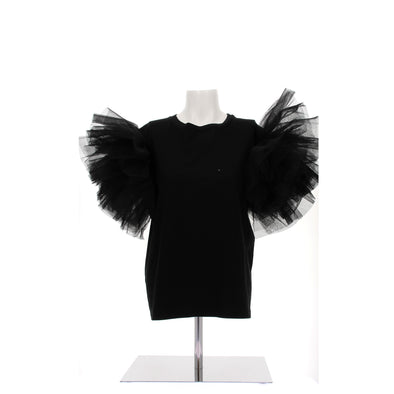 T-shirt noir avec manches en tulle
