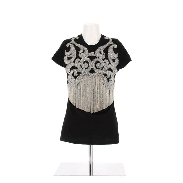 T-shirt à perles et franges