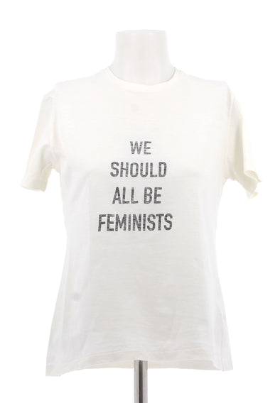 T-shirt blanc à slogan "We should all be feminists"