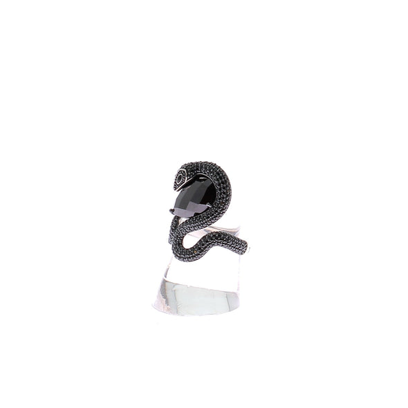 Bague en argent et zircon noir