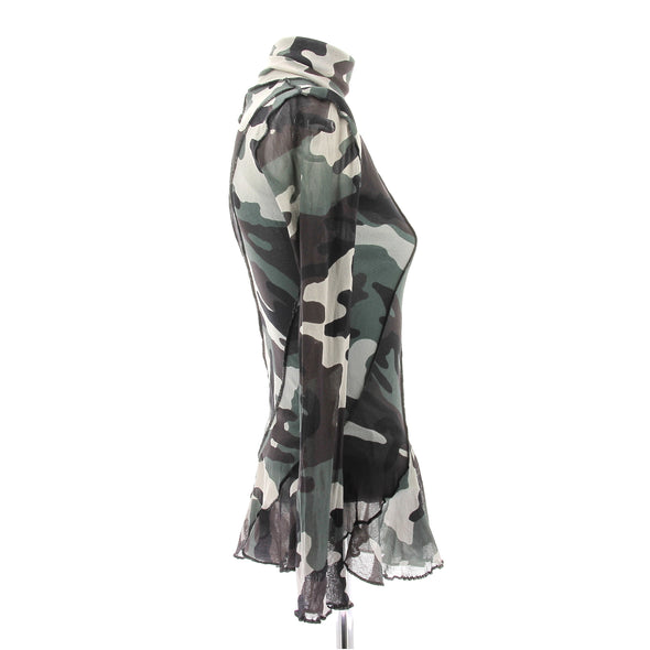 Top en mesh à imprimé camouflage