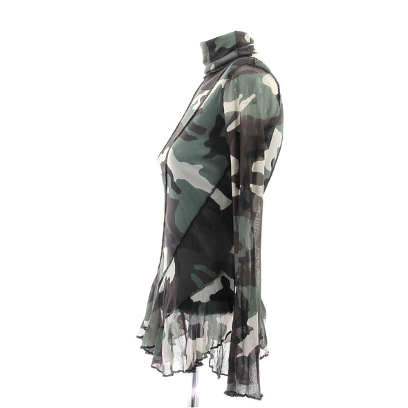Top en mesh à imprimé camouflage