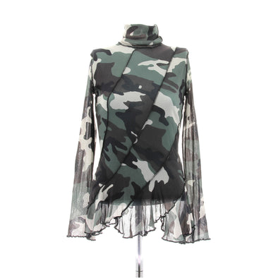 Top en mesh à imprimé camouflage