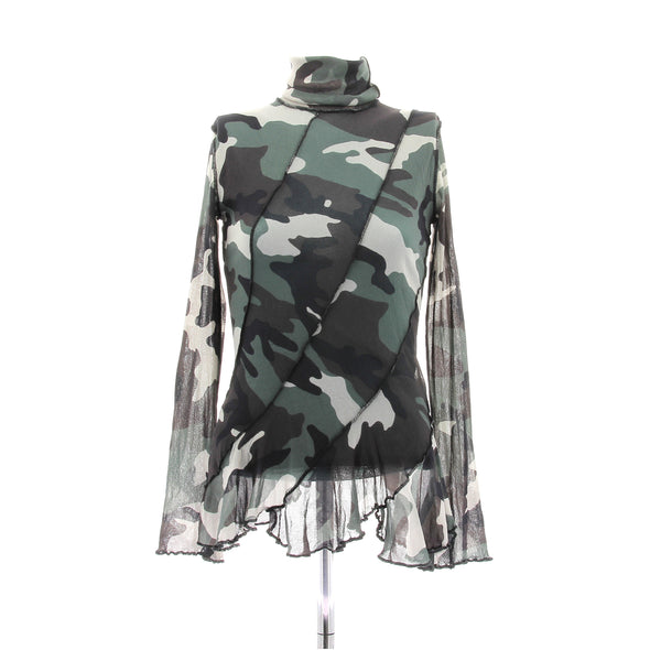 Top en mesh à imprimé camouflage