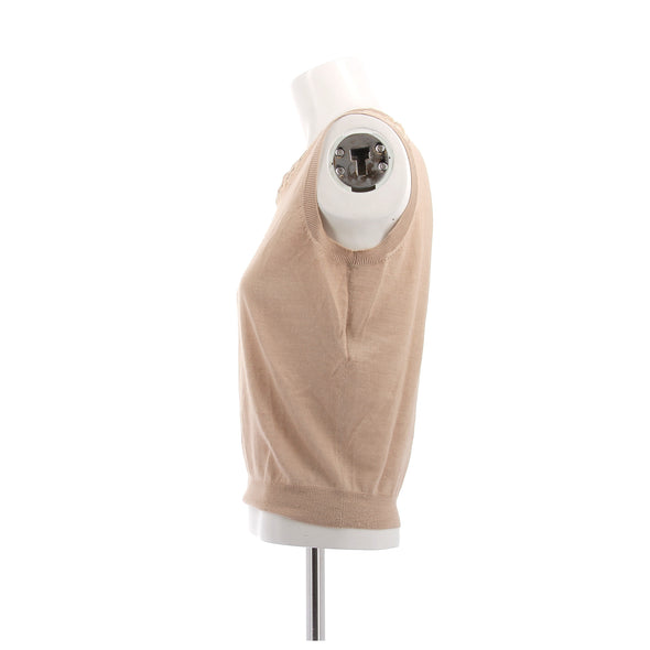 Top beige en cachemire