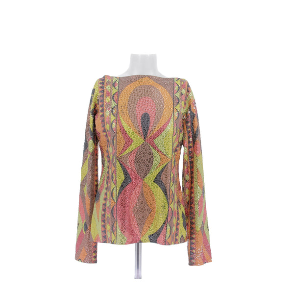 Top multicolore à oeillets
