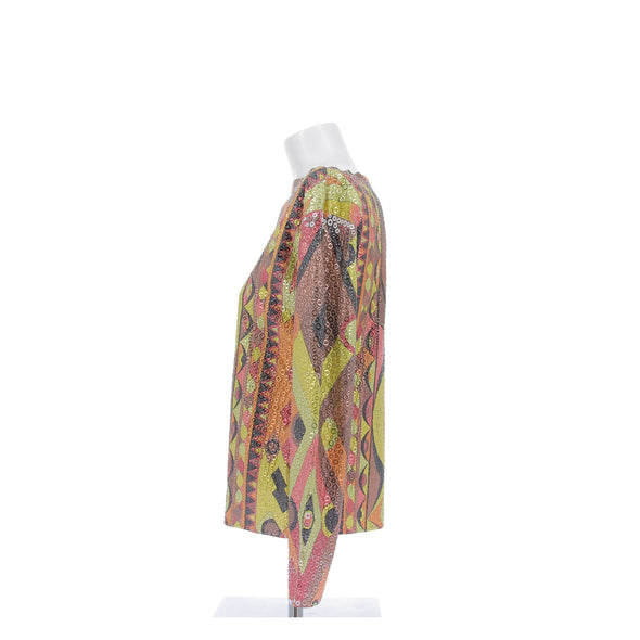 Top multicolore à oeillets