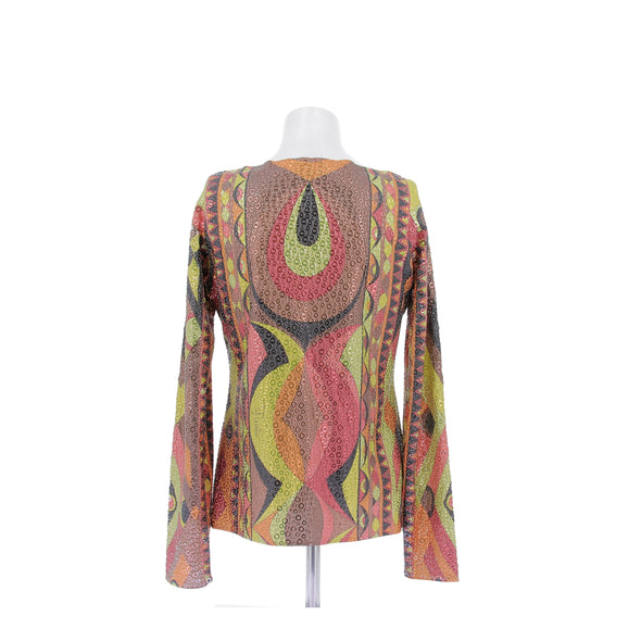 Top multicolore à oeillets