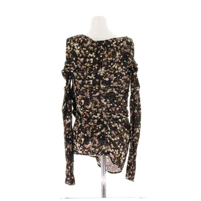 Top marron à motif fleuri