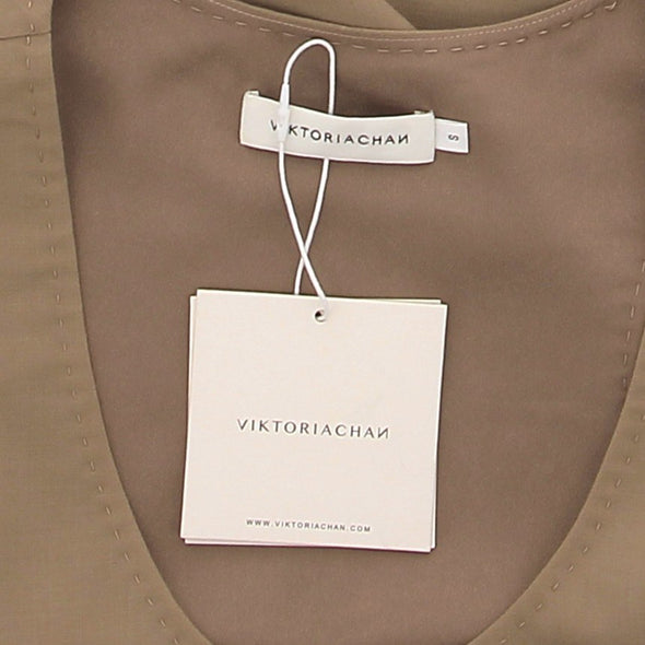 Top marron sans manches en laine