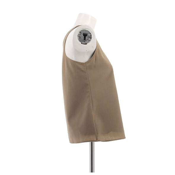 Top marron sans manches en laine