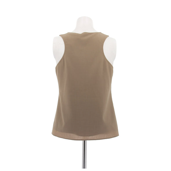 Top marron sans manches en laine
