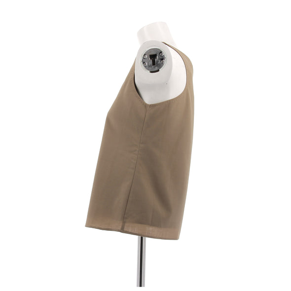 Top marron sans manches en laine