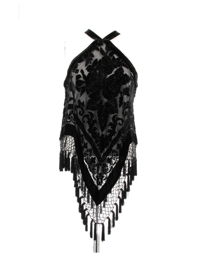 Top en velours et franges