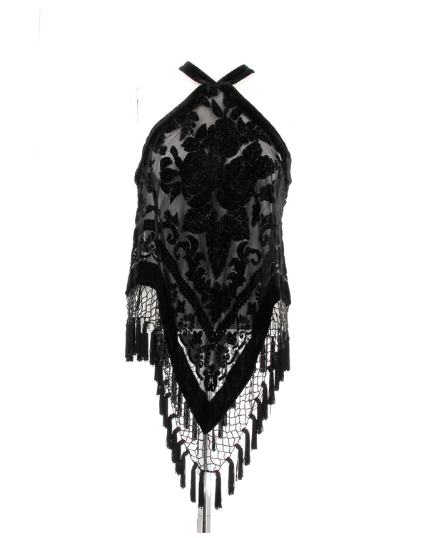 Top en velours et franges
