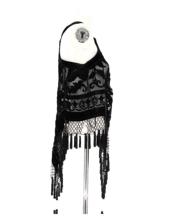 Top en velours et franges