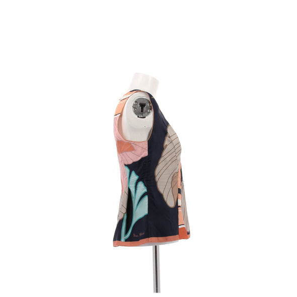 Top en soie à motifs colorés