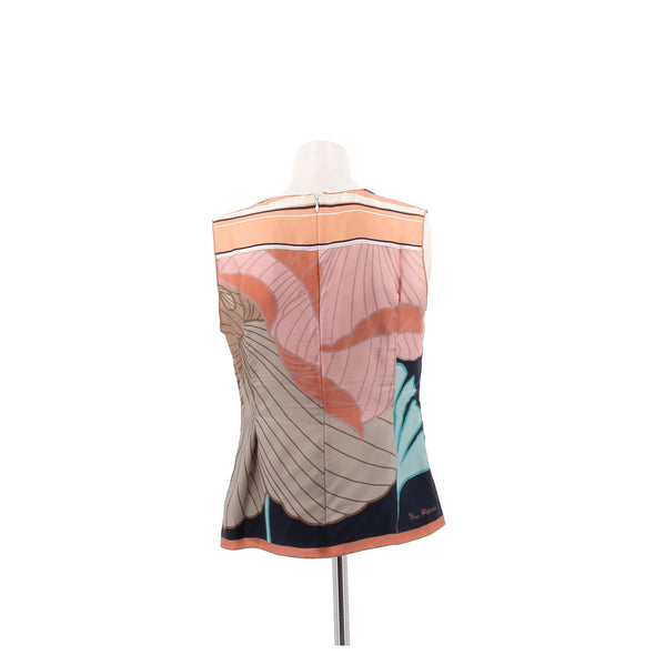 Top en soie à motifs colorés