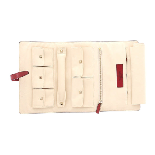 Trousse à bijoux rouge en cuir
