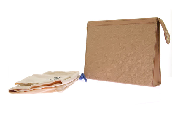 Trousse beige en cuir épis
