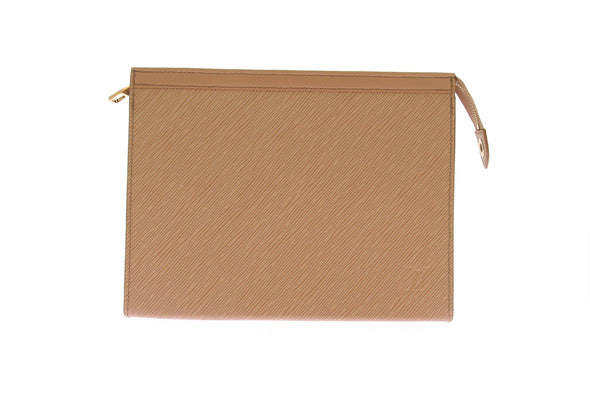 Trousse beige en cuir épis