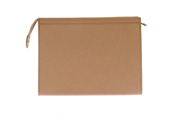 Trousse beige en cuir épis