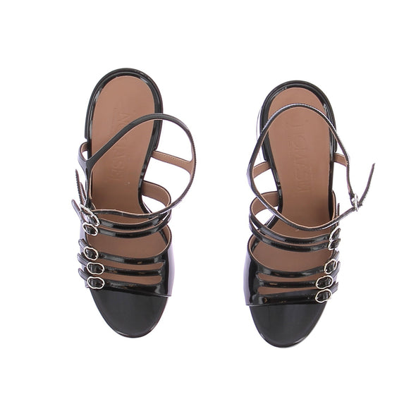 Sandales à talons en cuir vernis